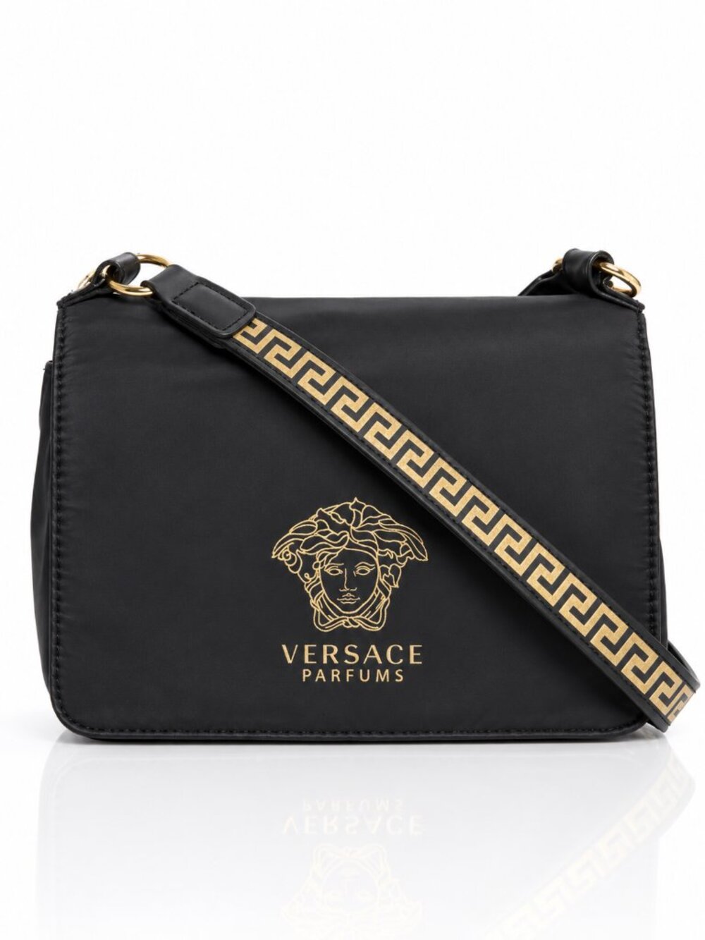 VERSACE Parfums Black Expandable Crossbody Shoulder Bag
